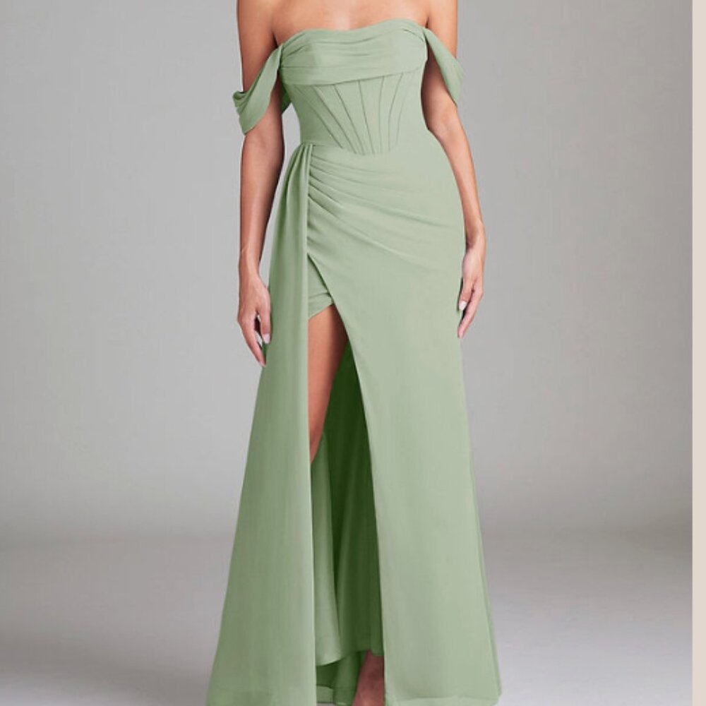 Azazie Amyra Chiffon Bridesmaid Dress in Dusty Sage